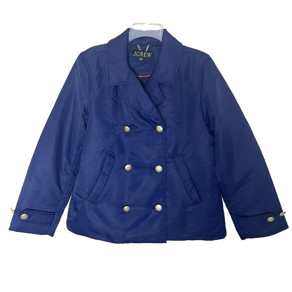 J. Crew Peacoat Puffer Jacket Women's Medium Double Breasted Primaloft BU111 - Picture 2 of 13